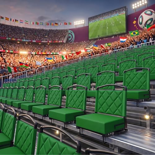 Green Stadium Seat with Back Support, 400lb Capacity, Foldable Bleacher Chair with Shoulder Strap - 1pc (Variation: Green / 1)