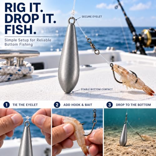 Fishing Weights Sinkers - 2 Ounce Drop Shot Lead Weights for Bass Fishing - 8 Pack