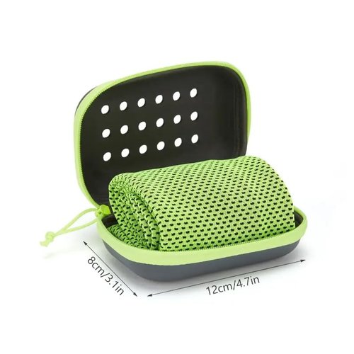 Cooling Towel with Soft Breathable Fabric - Quick Drying, Sweat Absorbing for Sports & Fitness, with Storage Box,Green