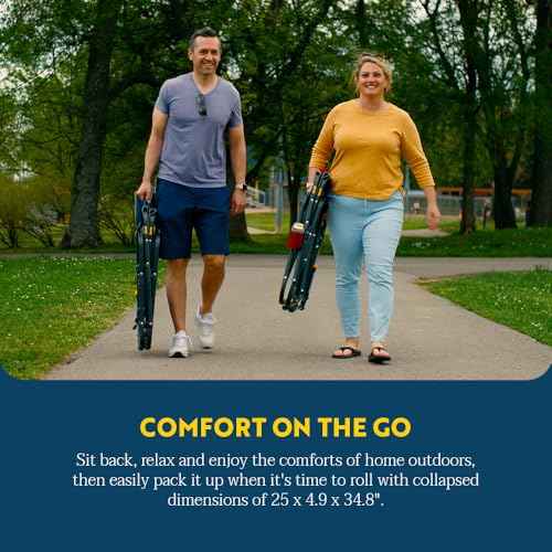GCI OUTDOOR Freestyle Rocker with Side Table Camping Chair | Portable Folding Rocking Chair with Solid, Durable Armrests, Drink Holder & Comfortable Backrest ? Heathered Indigo