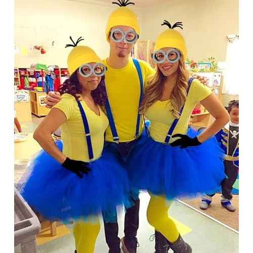 Halloween Costume for Adult Women,Goggles/Yellow Beanie/Blue Dress/Suspenders/Gloves Halloween Costume Accessories