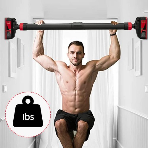 Adjustable Pull Up Bar for Doorway - Upper Body Workout Training Bar with Locking Mechanism, No Screw Installation, Portable Design, Max Load 440 Lbs, Fits 27.2"-36.2" Width for Upper Body Training, H