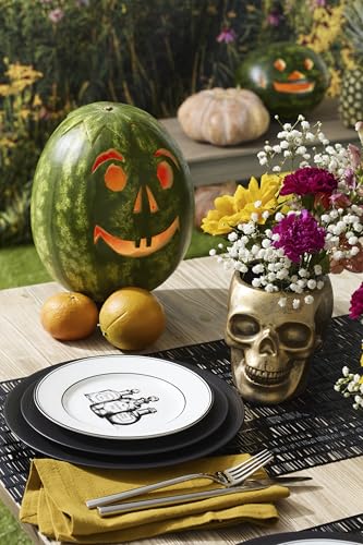 Halloween Porcelain Dessert Plates Set of 4 - Vintage Voodoo & Raven Artwork