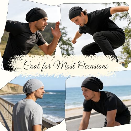 Qearl 3-Pack Slouchy Beanie Hats - Cooling Skull Caps for Men Cycling Sport
