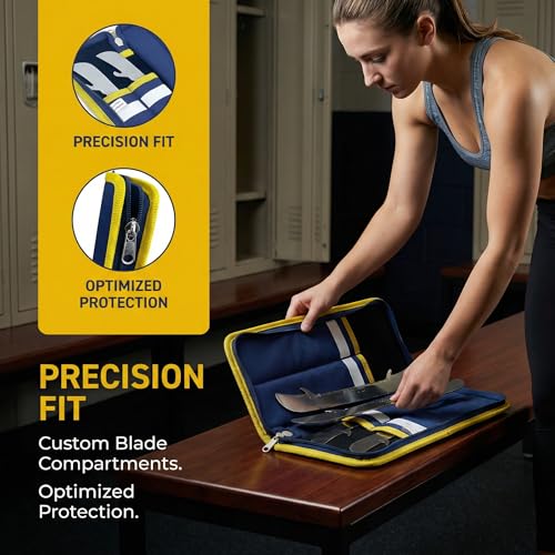 Hockey Skate Blade Bag - Holds 2 Sets of Steel, Impact-Resistant & Moisture Absorbing, Blue