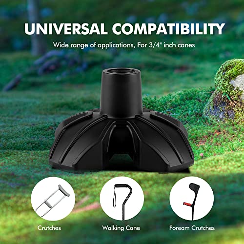 Quad Base Cane Tip (1pc) – Black Rubber Replacement for Standard & Folding Canes