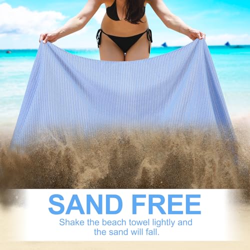 Oversized Turkish Beach Towels 74"x38" Thin Quick Dry Sand Free Pool Swim Bathing Towel Extra Large Blanket Adult Travel Essentials Cruise Accessories Must Haves Summer Deepblue Dot Stuff