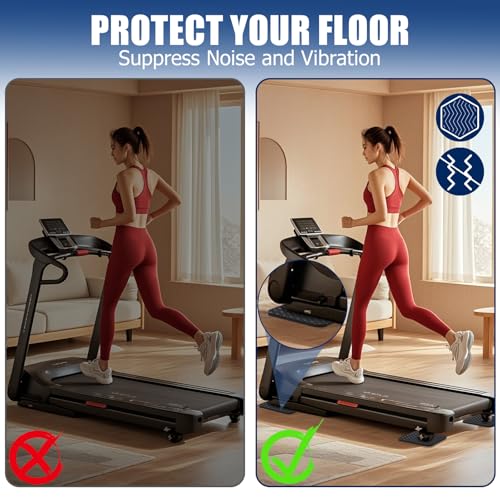 TOBWOLF 6PCS Treadmill Mat Pads - Non-Slip Anti-Vibration, 5MM Square