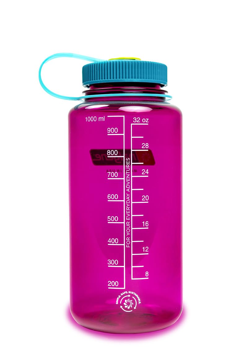 Nalgene Wide Mouth Water Bottle | BPA-Free, Durable & Leak Proof, Lightweight Bottle for Hiking & Gym, Work & Travel, Eggplant, 32 Ounces (Pack of 6)