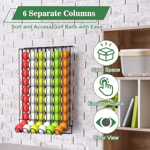 Sunexinlo Black Golf Ball Holder for 60 Balls Wall & Countertop Dispenser