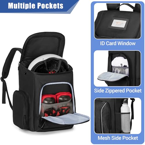 DSLEAF Roller Skate Bag Backpack with Multiple Pockets - Black