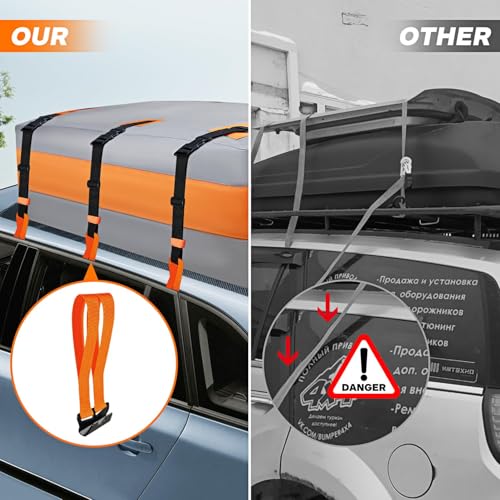 Orange Rooftop Cargo Tie Down Hooks - Secure Car Roof Bags & Carriers