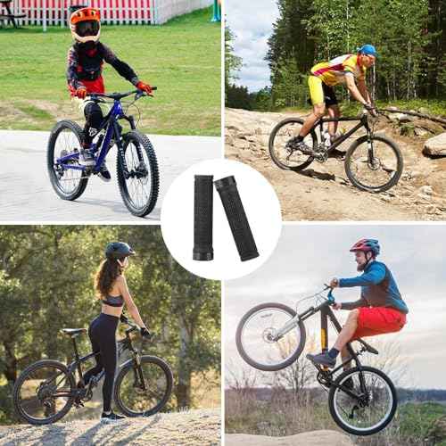 Bike Handlebar Grips 131mm Rubber Ergonomic Anti-Slip Bicycle Grips with End Caps & Screws, Shock-Absorbing Comfortable Lock-On Grips for 22.2mm MTB BMX Folding Bike E-Bike City Scooter