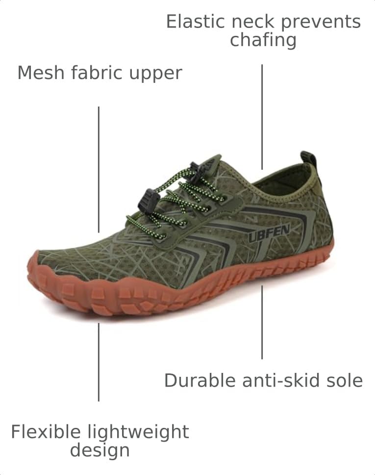 Water Shoes for Men and Women - Quick-Dry Barefoot Hiking & Swim Footwear, Green/12 Women & 10 Men