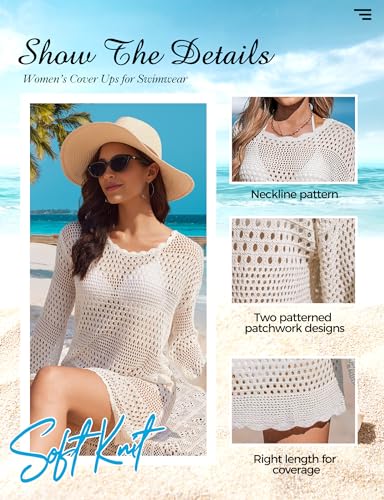 Women's Crochet Swimsuit Cover Up Bikini Cover Up - White Medium - Summer Beach Vacation
