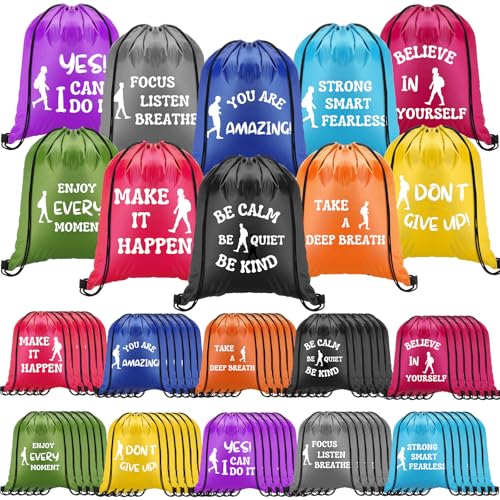 Stylish Motivational Drawstring Backpack Bulk - 60 Pcs, Large Capacity