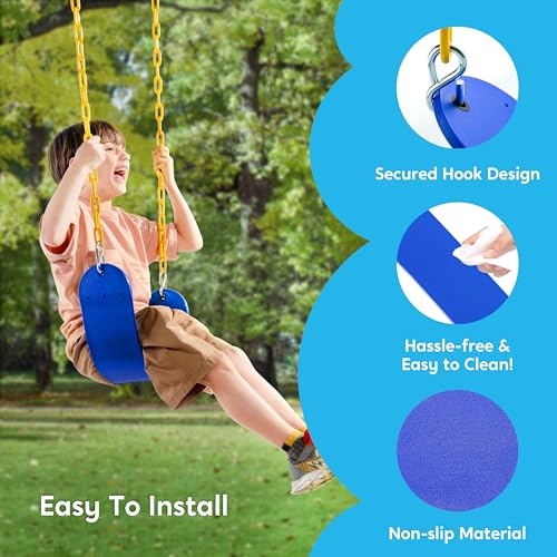 Outdoor Swing Seat Replacement Kit with Heavy Duty Chains - Blue