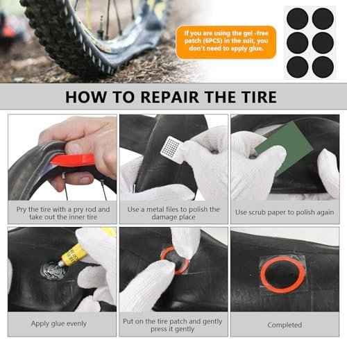 80pcs Bike Tire Repair Kit, Self-Adhesive Bike Tire Patch Kit, Bike Tool Kit with Portable Storage Box and Valve Converter, Bike Repair Kit for Mountain Bikes, Commuter Bikes, Motorcycles