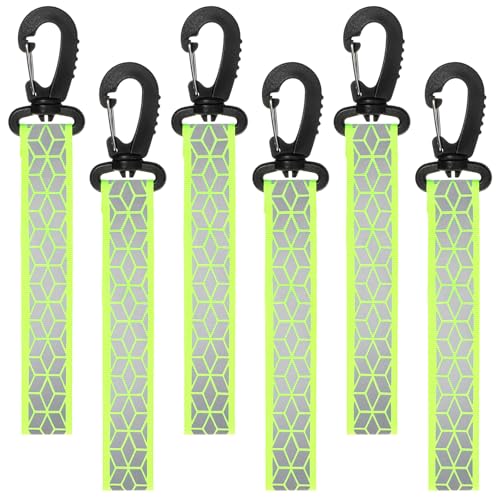 6PCS Green Reflective Backpack Straps Safety Night Reflectors for Cycling Running Camping