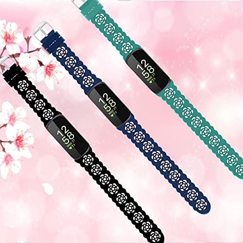 3-Pack Slim Silicone Bands for Fitbit Inspire 3/2/HR - Rose, Black, Navy Blue