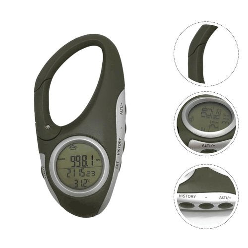 KOMBIUDA Electronic Mountaineering Watch Weather Instrument Outdoor Altimeter Mountaineering Thermometer Carabiner Barometer Handheld Altimeter Thermometer Compass Handheld Thermometer