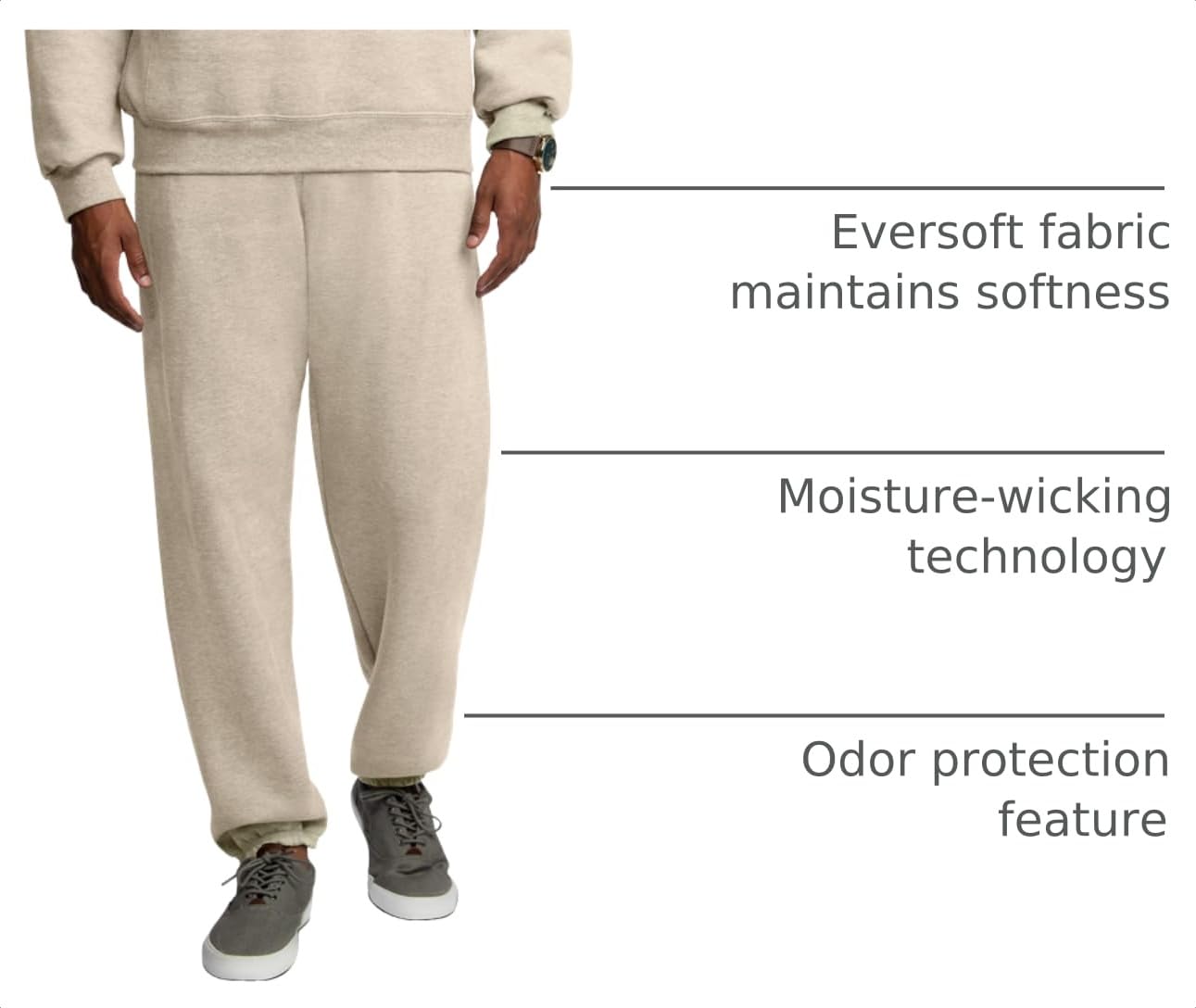 Fruit of the Loom Men's Eversoft Fleece Sweatpants & Joggers, Sweatpants-Khaki Heather, X-Large
