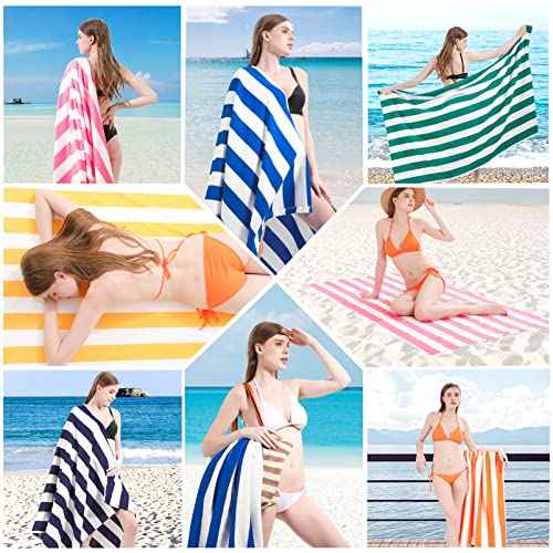 4 Packs Oversized Stripe Beach Towel Thin Terry Set for Women Men 72X40 in Absorbent Big Extra Large XL Clearance Travel FamiliesTowels Accessories Essentials Adults Gift Blue Pink Yellow Green