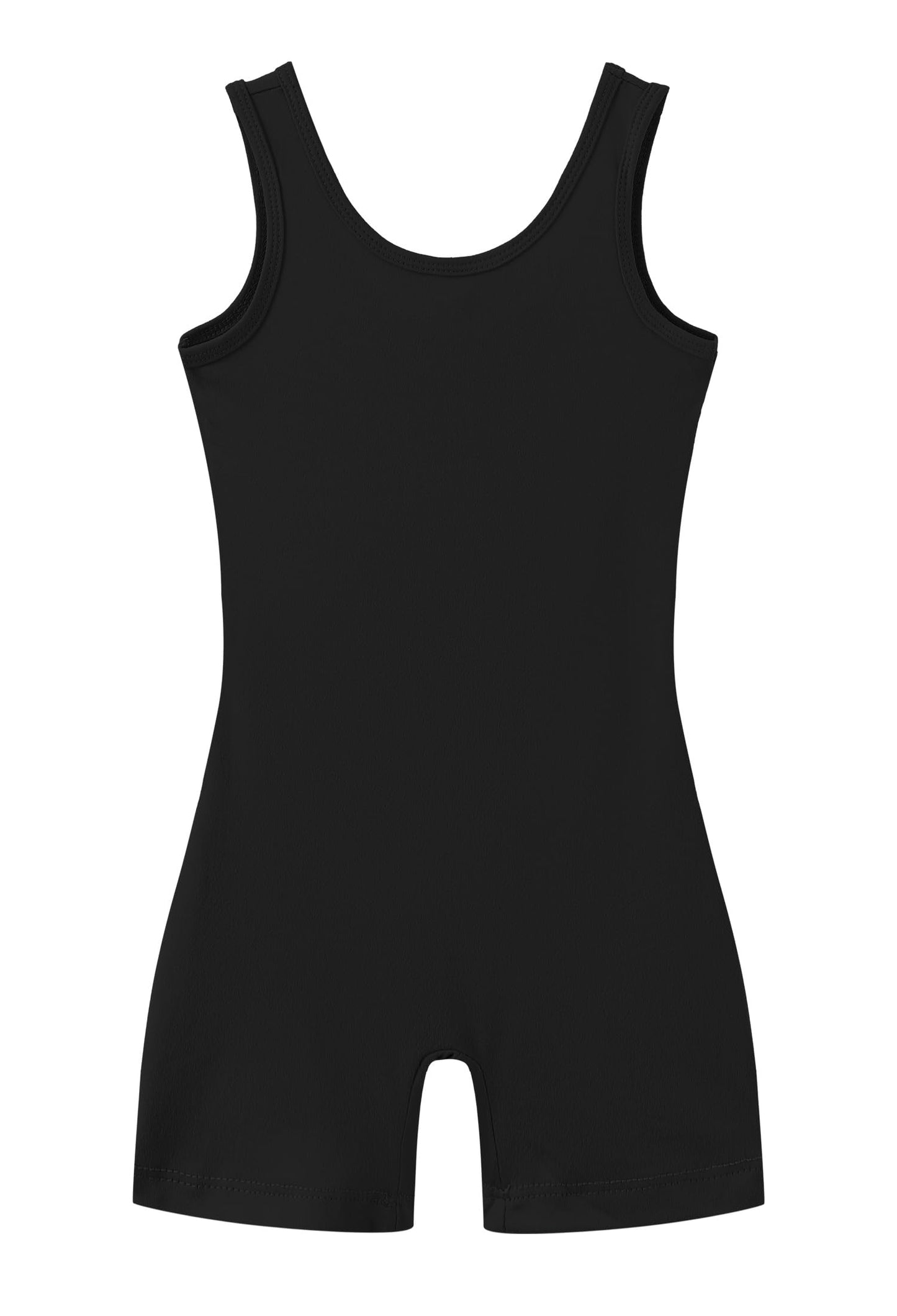 LUOUSE Skinny Gymnastics Leotards For Toddler Girls Scoop Neck With Shorts, Little Kids Skinny Workout Dance Unitards Biketards Black