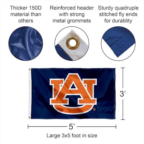 Large College Flag - Auburn Tigers University Banner 3x5 FT with Grommets