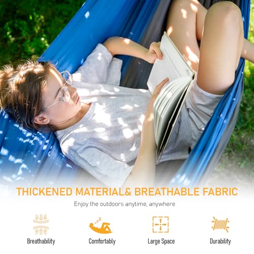 Camping Hammock Lightweight, Portable Hammocks with Tree Straps, Travel Swing Nylon Camp Hammocks for Adult Kids, Outdoor Essentials for Hiking Beach Backpacking