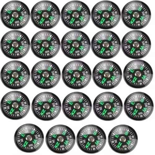 50 Pieces Mini Compass Small Button for Kids 20mm Bulk Hiking Liquid Filled Survival Set Camping Boating Touring Backpacking Outdoor Activities
