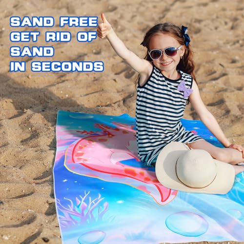 Kids Beach Towel Axolotl Quick Dry Swim Towel - Pink, 30x60 Inches - Variation A003