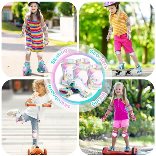 Rainbow Unicorn Kids Knee Pads for Girls and Boys - Small Dazzling Style