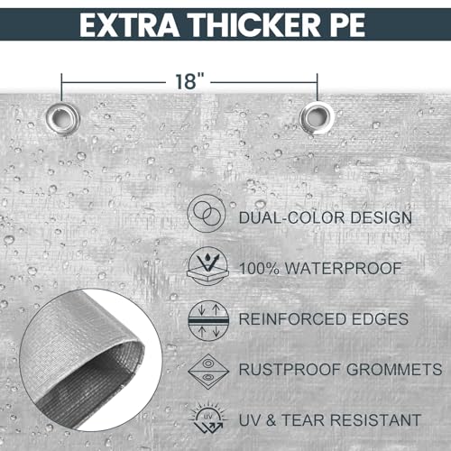 Heavy Duty Waterproof Tarp Cover - Blue 16x20 ft, 5.5 Mil UV Resistant