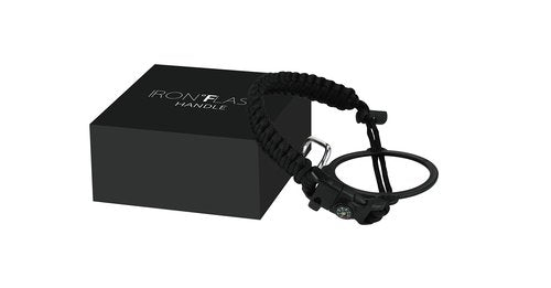 IRON °FLASK Paracord Handle - Fits Wide Mouth Water Bottles - Durable Carrier, Secure Accessories, Survival Strap Cord, Safety Ring, and Carabiner - Seven Core Paracord Bracelet