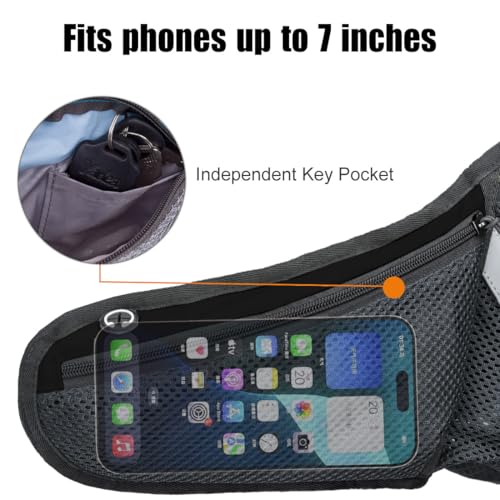 PYFK Running Belt Hydration Waist Pack with Water Bottle Holder - Black