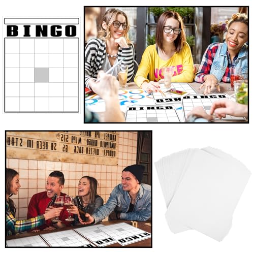 White Jumbo Bingo Cards 36 Pack 8x10 Inch Blank Game Cards for Parties