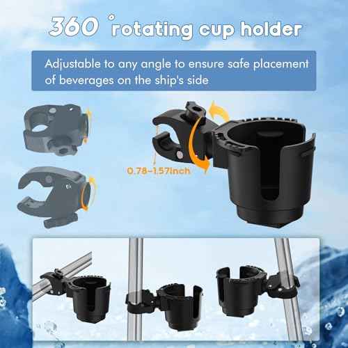 Universal Boats Cup Holder ? Fits 0.78" to 1.57" Tubes Drinks Holders, Compatible with Marine, Strollers, Bikes & Wheelchairs?Non-Slip Composite Material, No Drilling Required.
