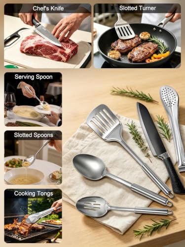 15-Piece Camping Utensil Set with Organizer Stainless Steel Cookware Kit
