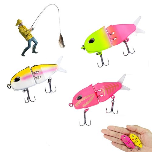 Mini Glide Bait for Bass Fishing, Slow Sinking Wide S Motion Smooth Glide Baits for Freshwater and Saltwater, Amazing Fishing Gear Gifts for Family (Style 1)