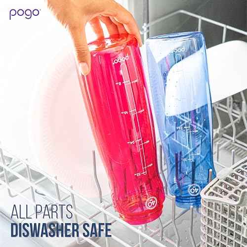 Pogo Plastic Water Bottle with Chug Lid and Carry Handle, Reusable, BPA Free, Dishwasher Safe, Perfect for Travel, School, Outdoors, and Gym | 18oz, 32oz, 40oz, 64oz
