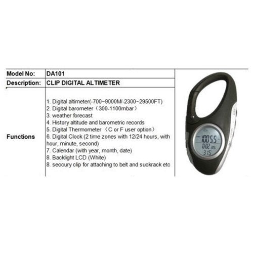 GMBYLBY Digital Altimeter Handheld Electronic Gauge Thermometer Barometer Carabiner Altimeter for Outdoor Hiking Altimeter