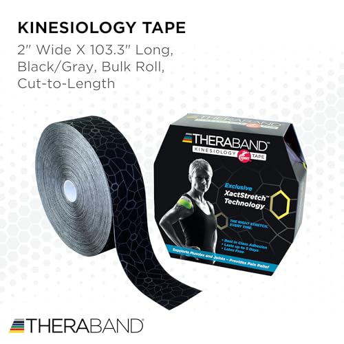 THERABAND Kinesiology Tape, Roll, with XactStretch Indicatorsv Water Resistant, Cut-to-Length