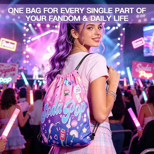 Kpop Fan Backpack Soda Pop Design Drawstring Bag for Fans