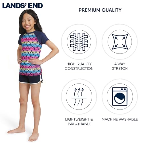 Girls' UPF 50+ Short Sleeve Sun Tee Rash Guard Shirt - Small Deep Sea Navy