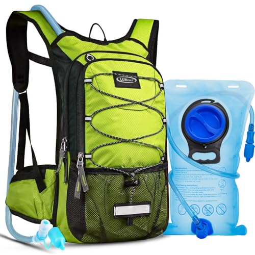 Green Hydration Backpack with 3L Water Bladder for Running, Cycling & Hiking