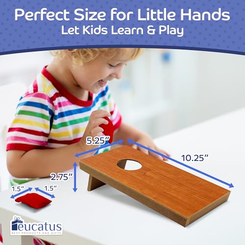 Mini Kids Portable Cornhole Set - 2 Boards & 8 Bags for Parties & Sleepovers