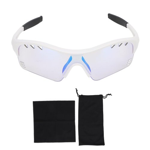 UPALDHOU Kids Sunglasses Photochromic Sports Sunglasses Kids Baseball Sunglasses for Running Mountaineering (White Frame+Color Changing Blue)