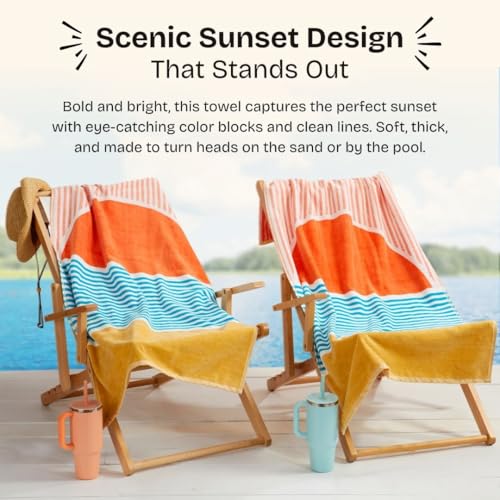Loon & Lake Luxury Oversized Beach Towel - Beach Sunset (40 x 70 in)