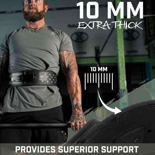 Weight Lifting Belt - Lever Gym Belt for Weightlifting, 10mm Leather Weight Belt for Men - 4 Inches Wide for Support & Stability for Workouts, Powerlifting, Bodybuilding, Fitness & Crossfit